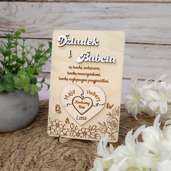 tabliczka, dla dziadka, dzień dziadka, od wnuków, babcia, dla babci, serce